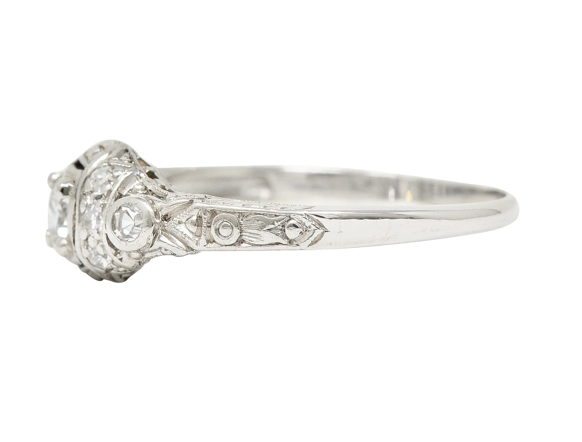 Art Deco 0.30 CTW Diamond Platinum Ornate Geometric Engagement Ring