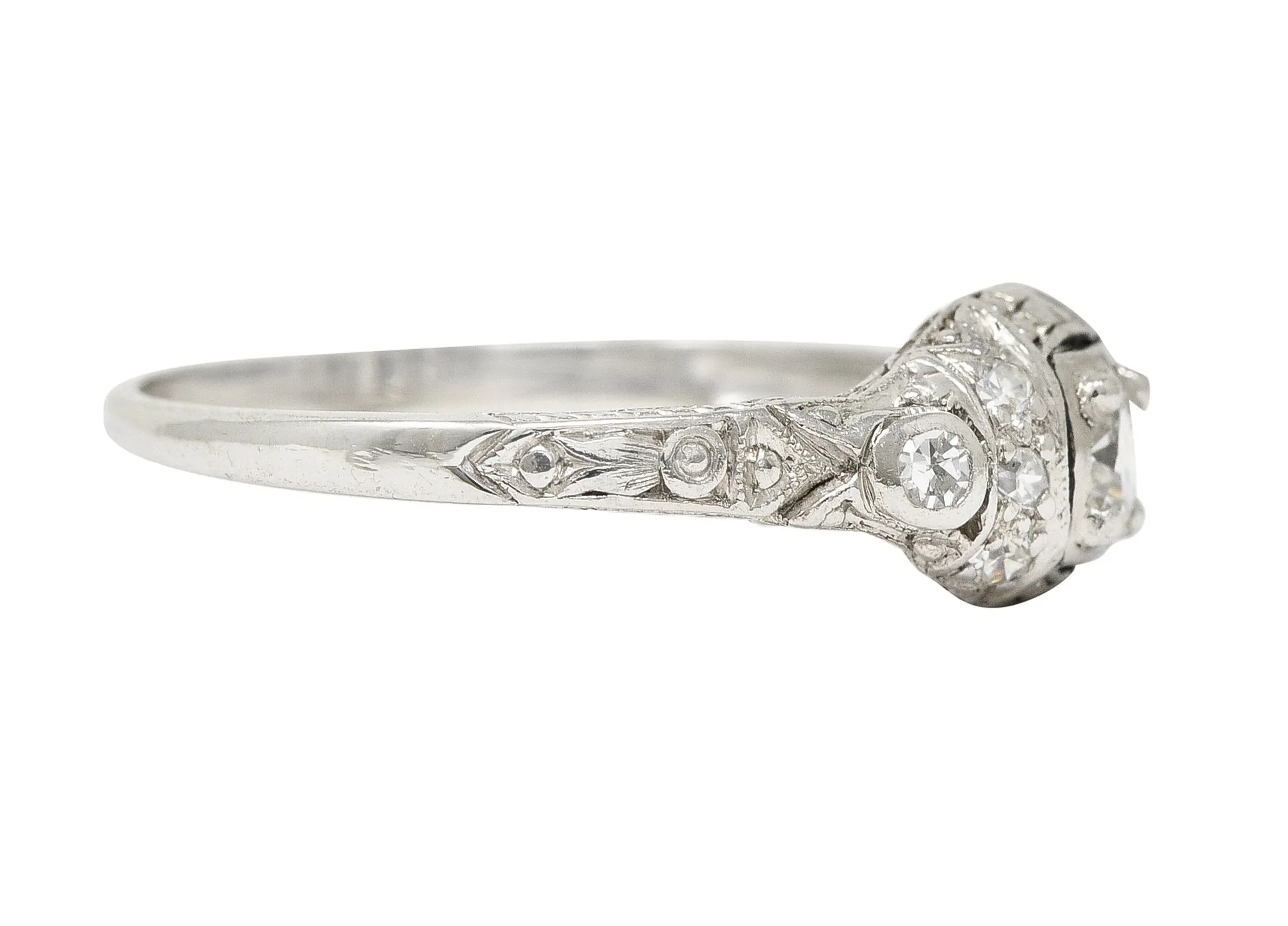 Art Deco 0.30 CTW Diamond Platinum Ornate Geometric Engagement Ring