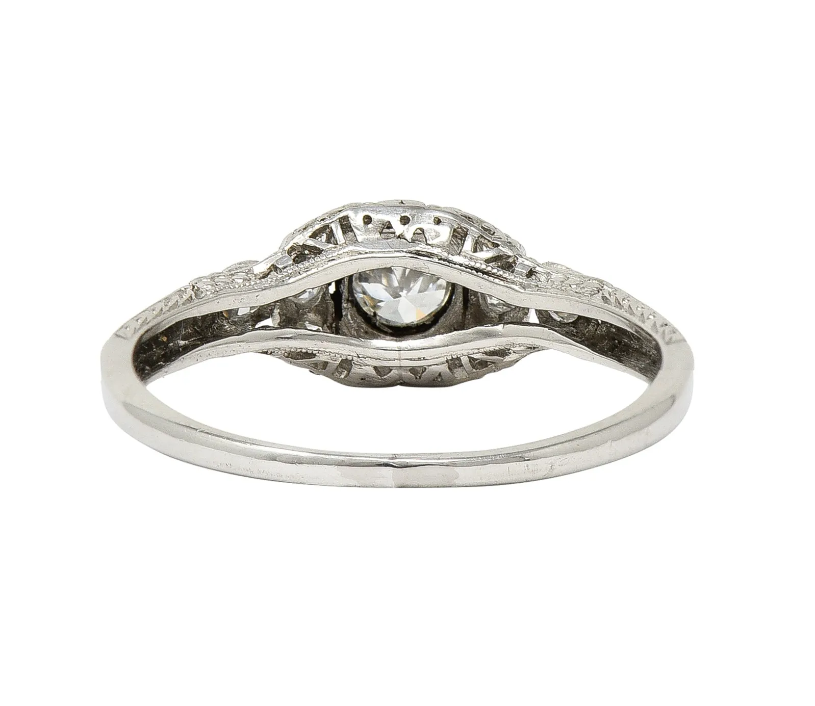 Art Deco 0.30 CTW Diamond Platinum Ornate Geometric Engagement Ring