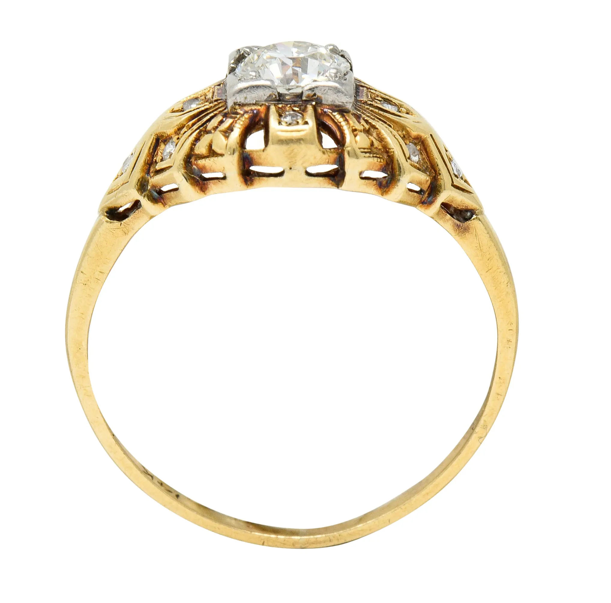 Art Deco 0.52 CTW Diamond 14 Karat Gold Geometric Band Ring