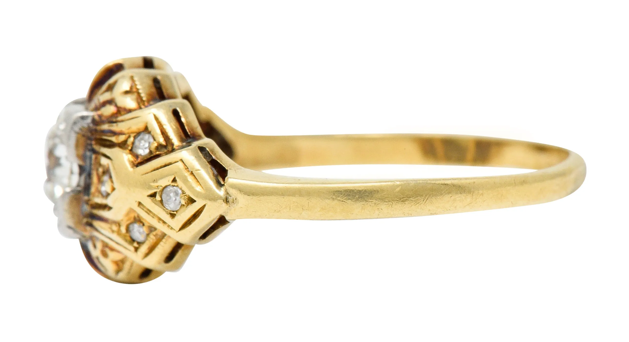 Art Deco 0.52 CTW Diamond 14 Karat Gold Geometric Band Ring