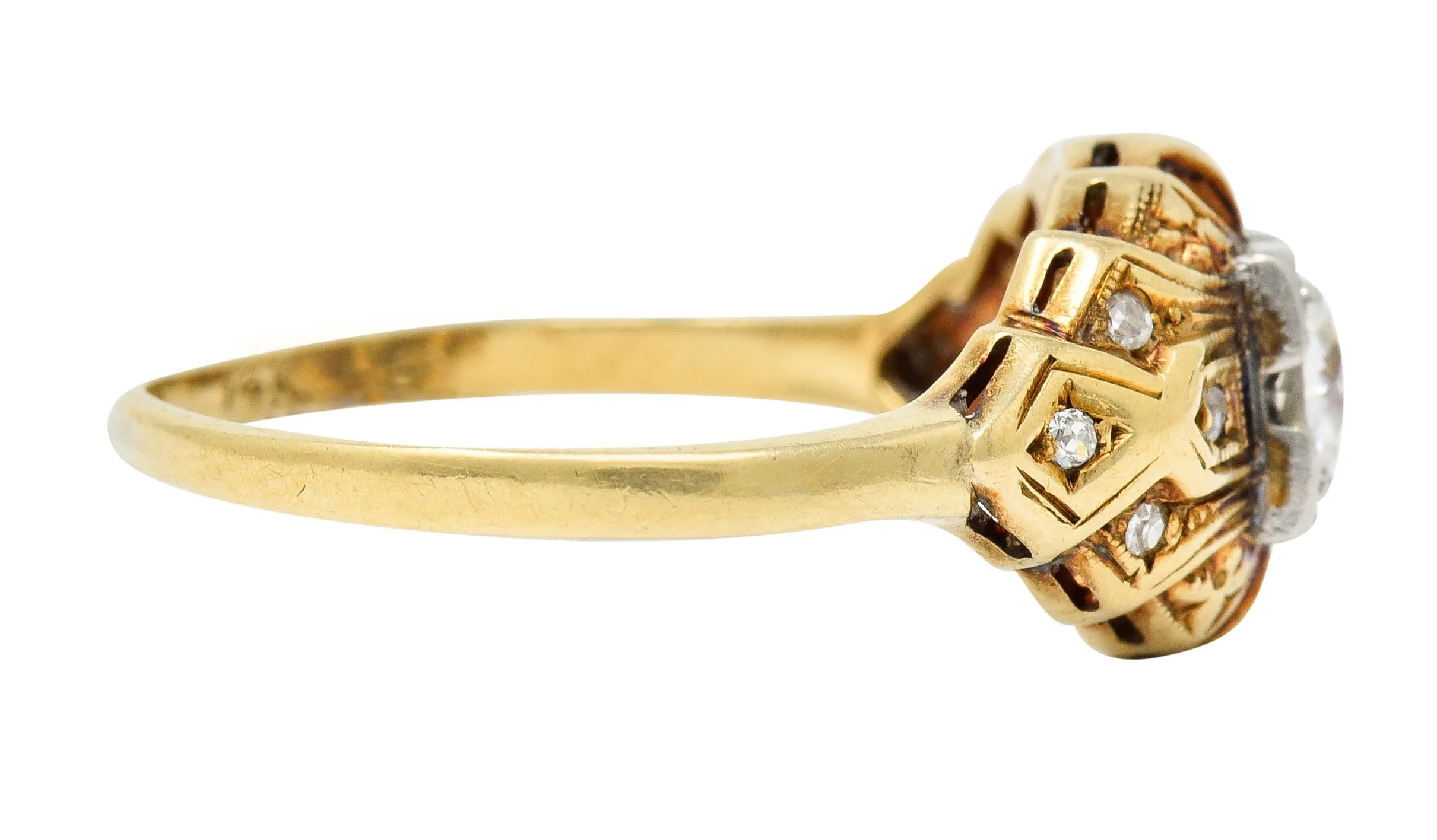 Art Deco 0.52 CTW Diamond 14 Karat Gold Geometric Band Ring