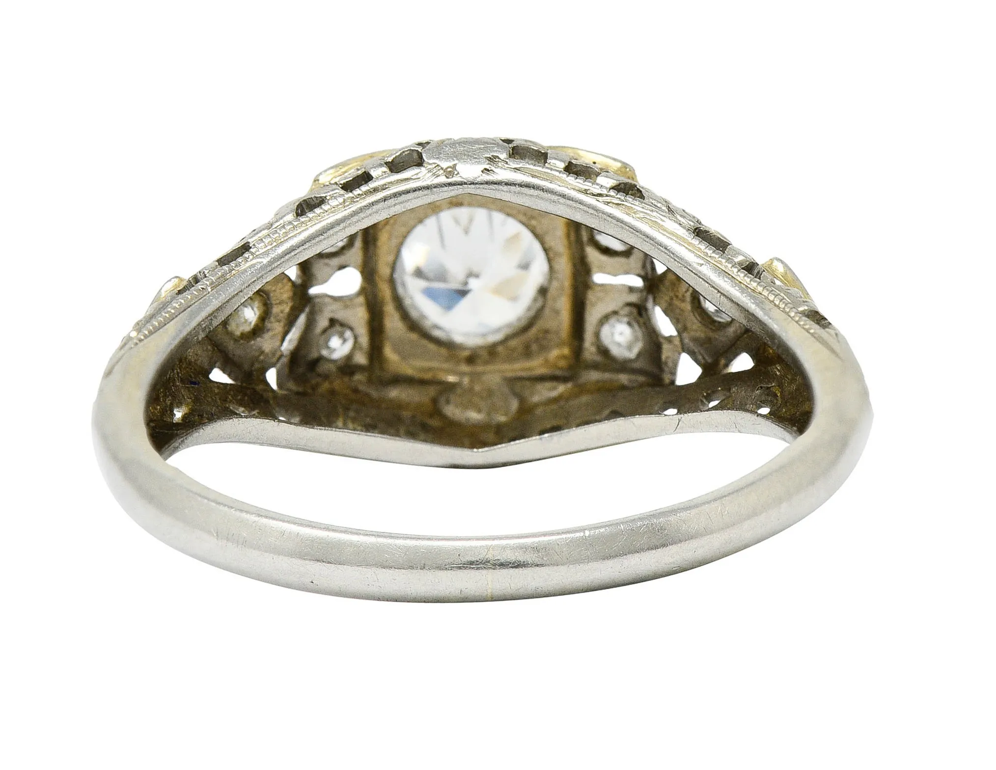 Art Deco 0.55 CTW Diamond 18 Karat White Gold Geometric Engagement Ring