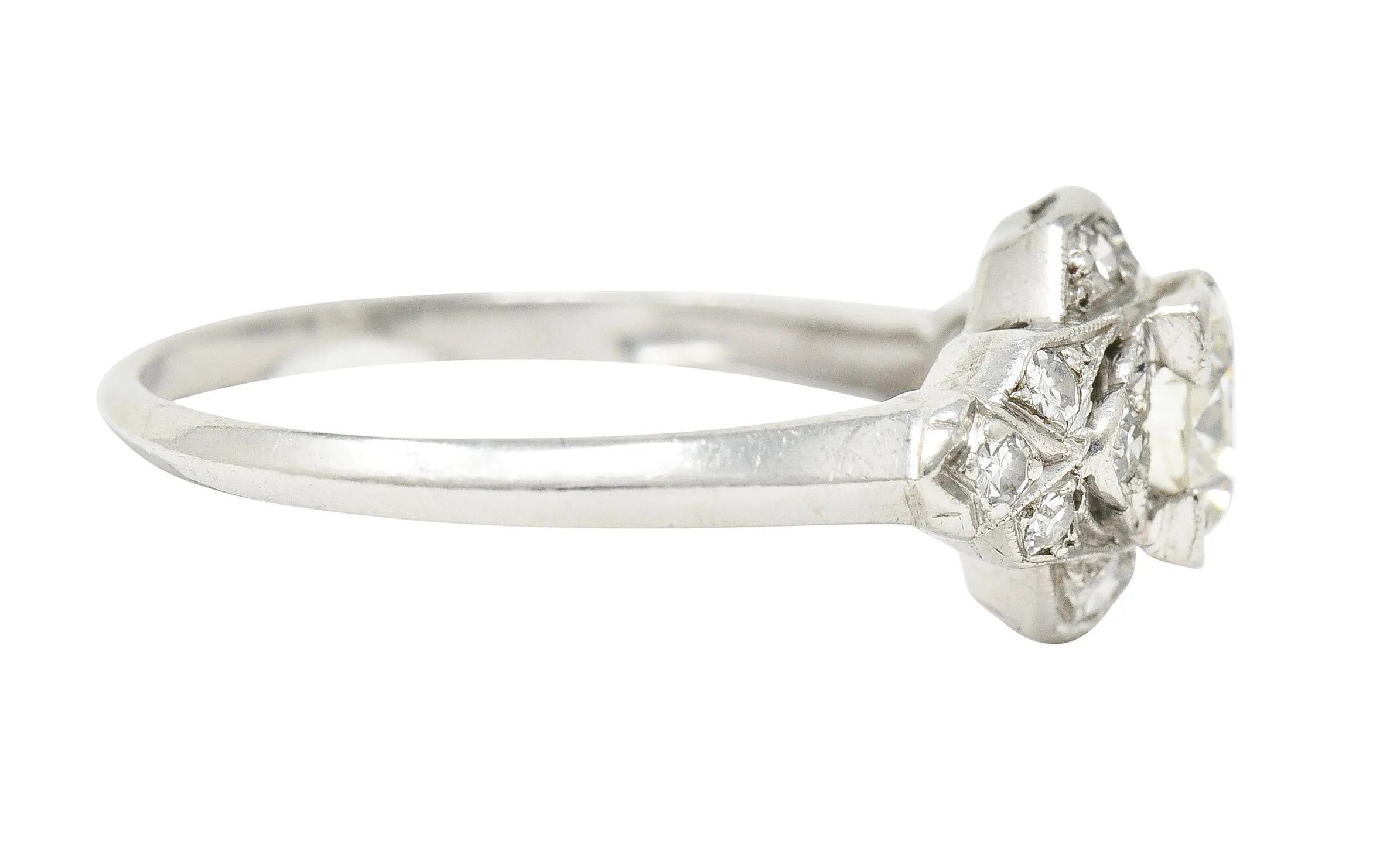 Art Deco 0.76 CTW Old European Cut Diamond Platinum Engagement Ring