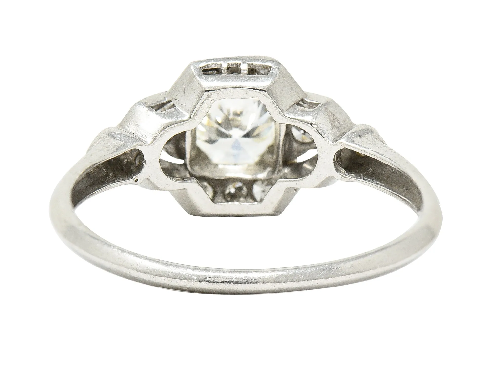 Art Deco 0.76 CTW Old European Cut Diamond Platinum Engagement Ring