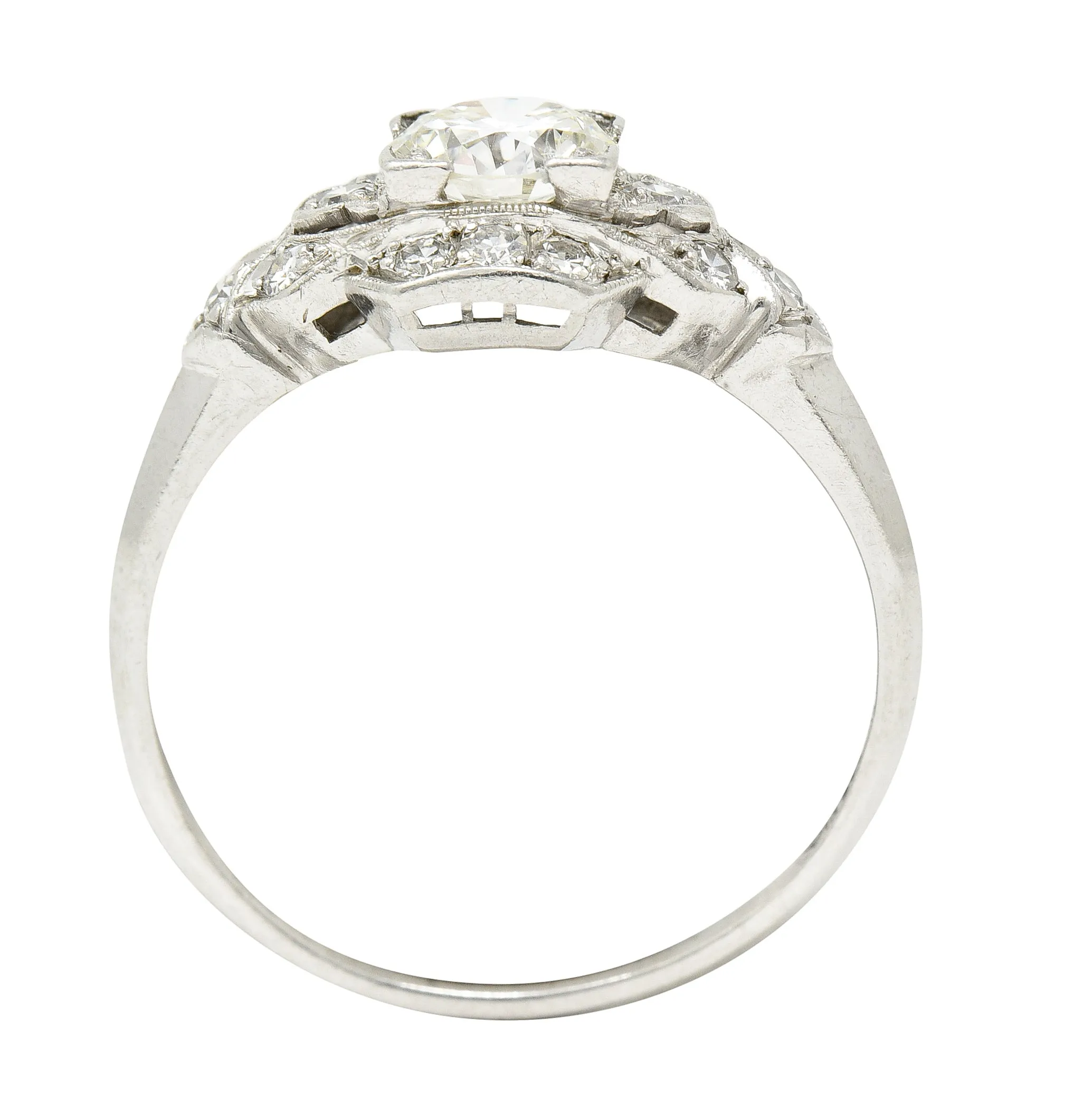 Art Deco 0.76 CTW Old European Cut Diamond Platinum Engagement Ring