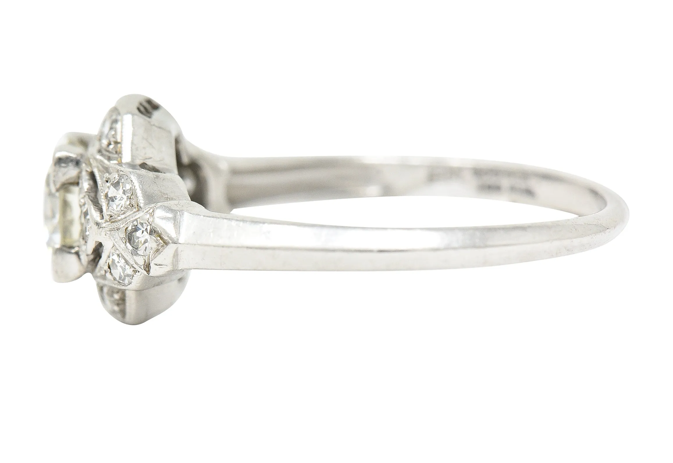 Art Deco 0.76 CTW Old European Cut Diamond Platinum Engagement Ring