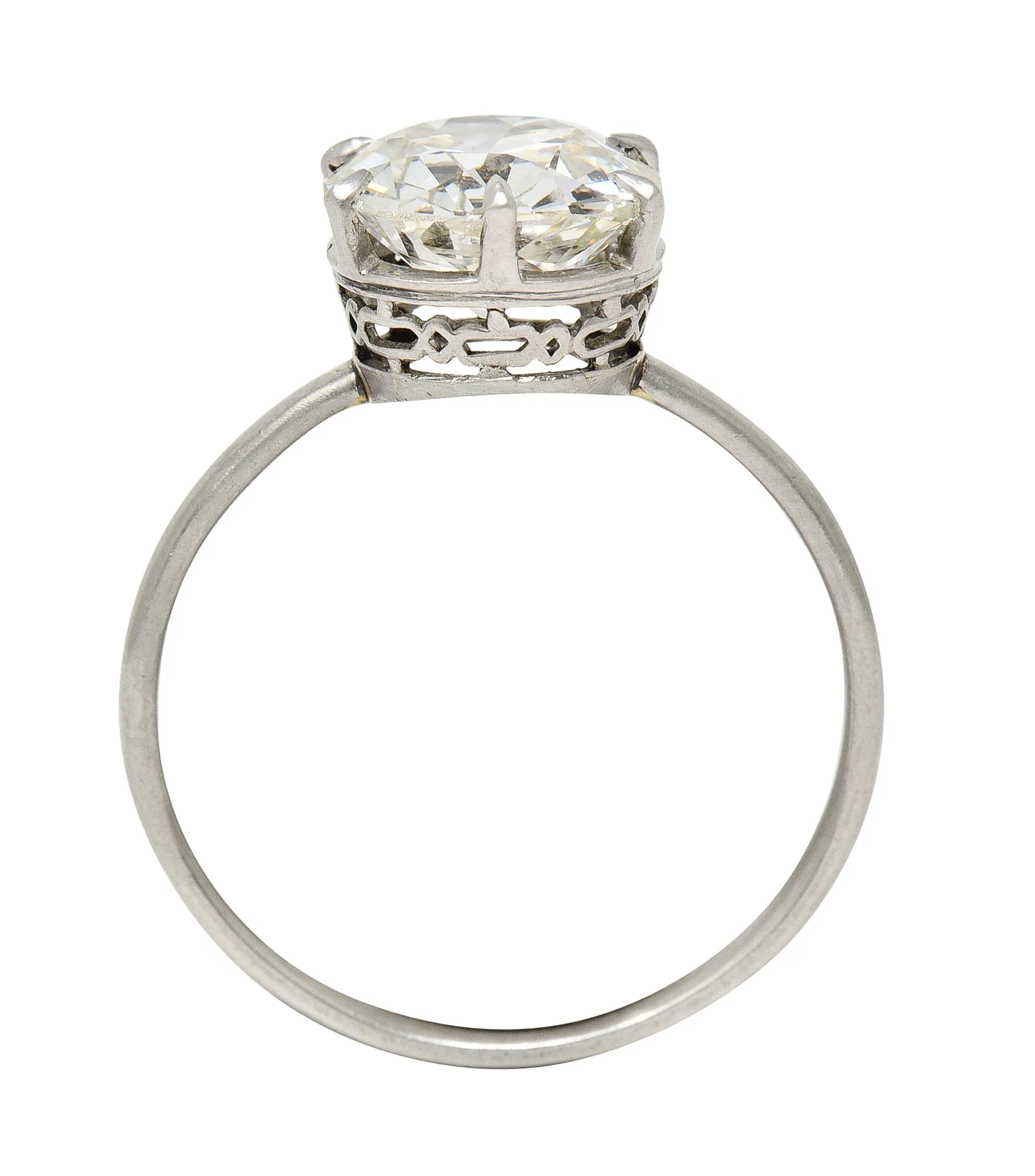 Art Deco 2.29 CTW Old European Cut Diamond Platinum Six Prong Engagement Ring GIA