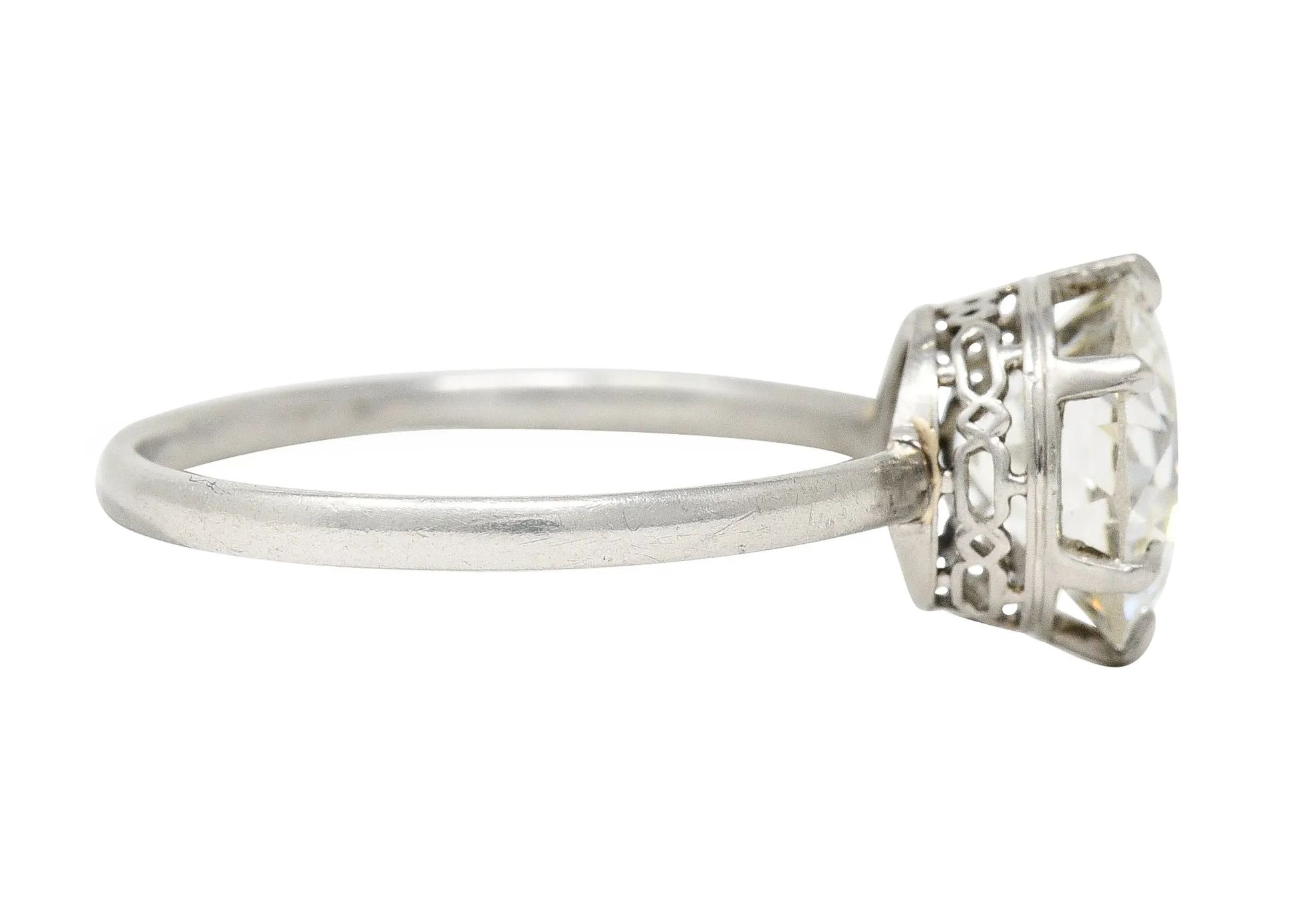 Art Deco 2.29 CTW Old European Cut Diamond Platinum Six Prong Engagement Ring GIA
