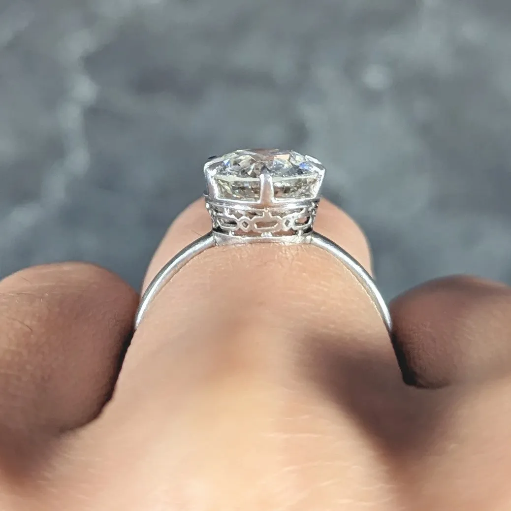 Art Deco 2.29 CTW Old European Cut Diamond Platinum Six Prong Engagement Ring GIA