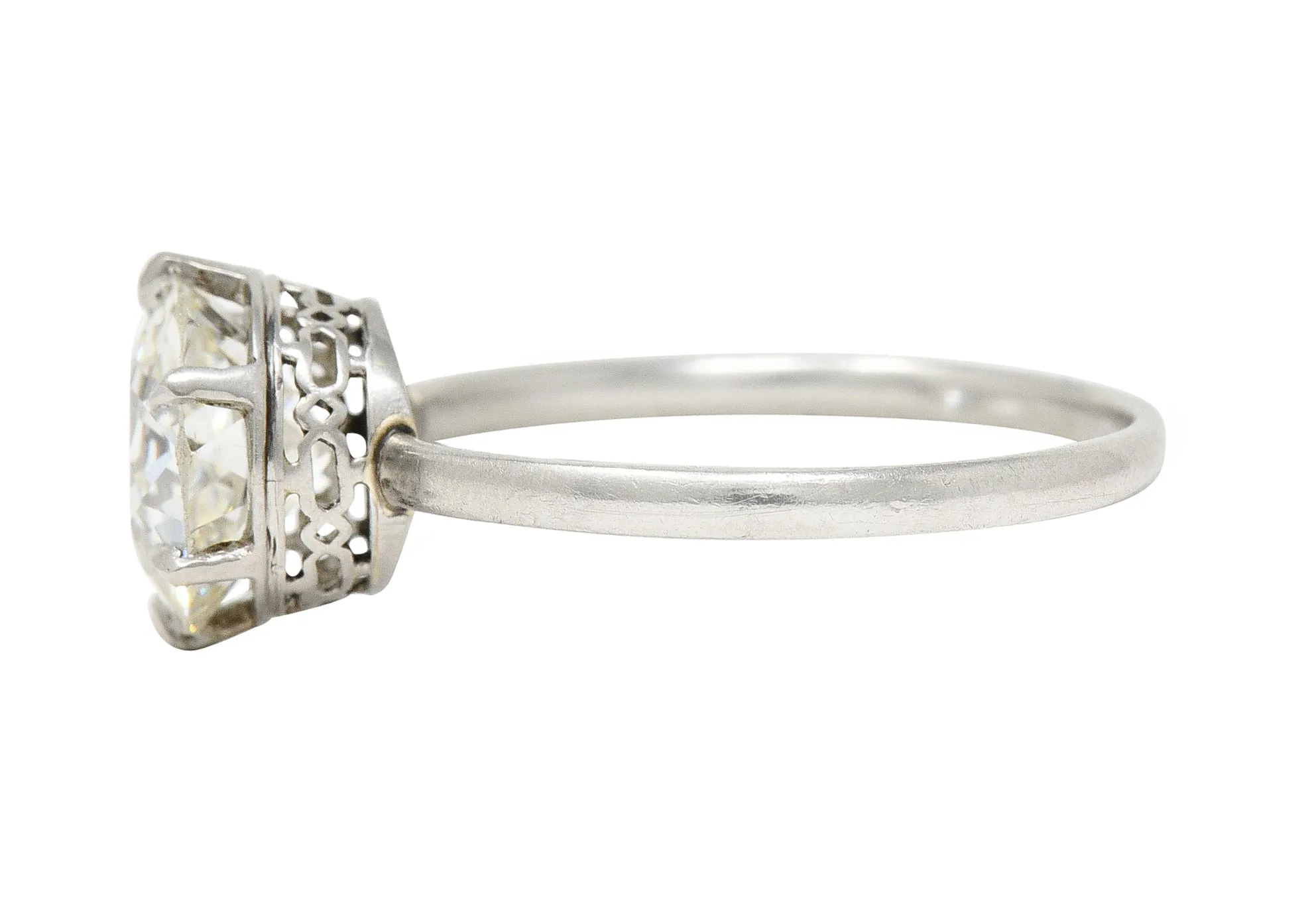 Art Deco 2.29 CTW Old European Cut Diamond Platinum Six Prong Engagement Ring GIA