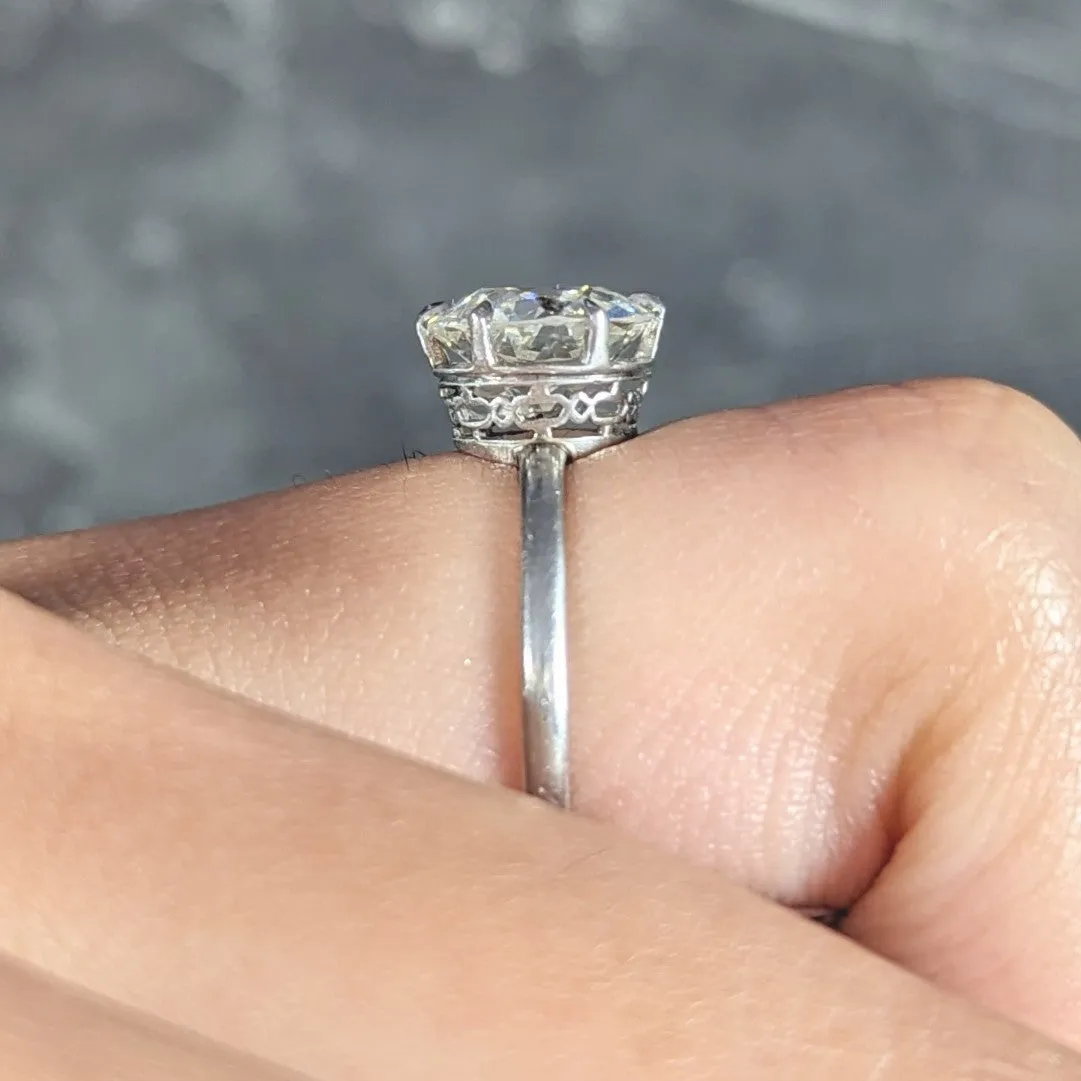 Art Deco 2.29 CTW Old European Cut Diamond Platinum Six Prong Engagement Ring GIA