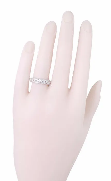 Art Deco Abington Antique Diamond Filigree Wedding Band in Platinum - Size 6 1/2