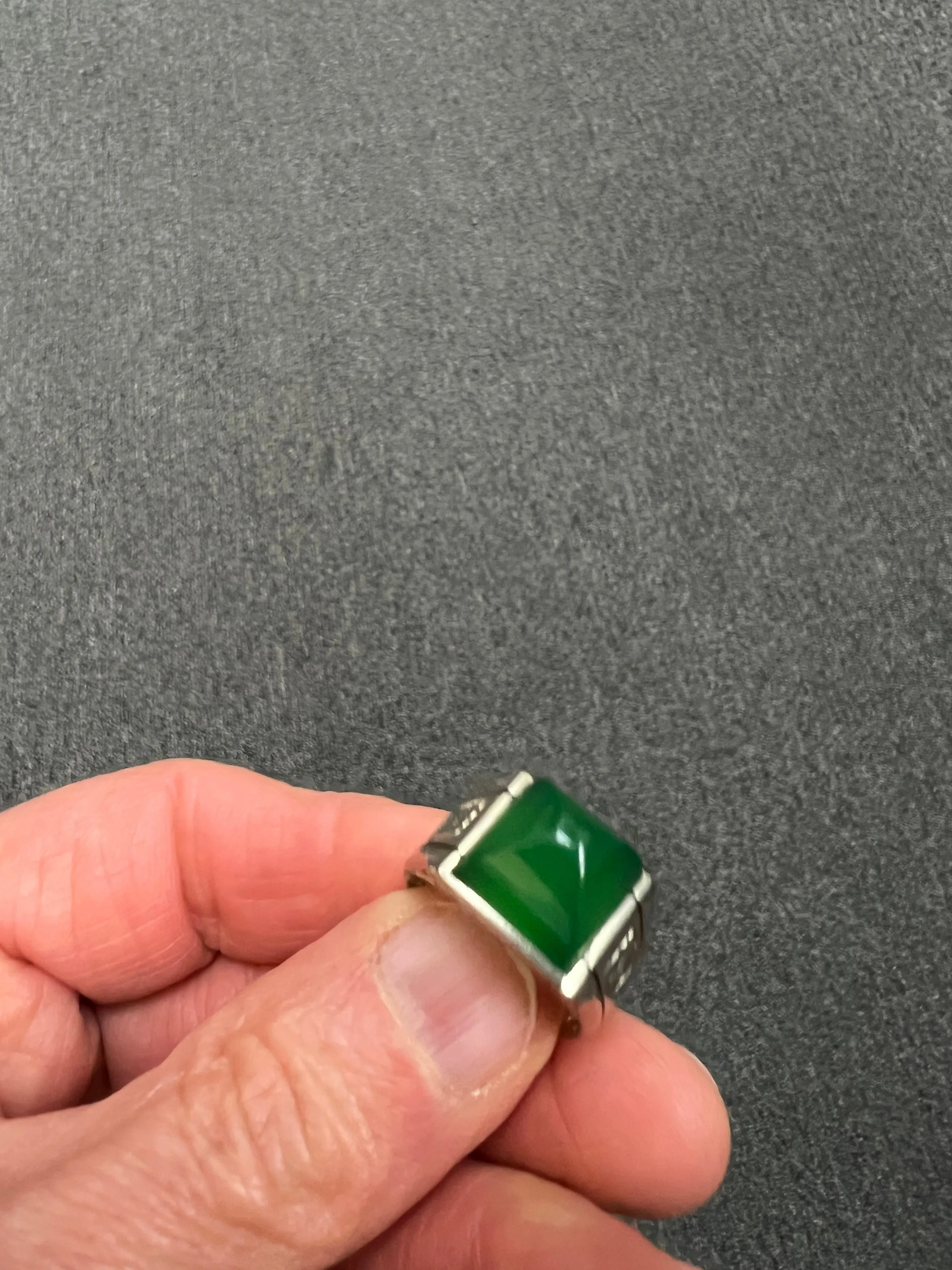 Art Deco Green Onyx White Gold Ring