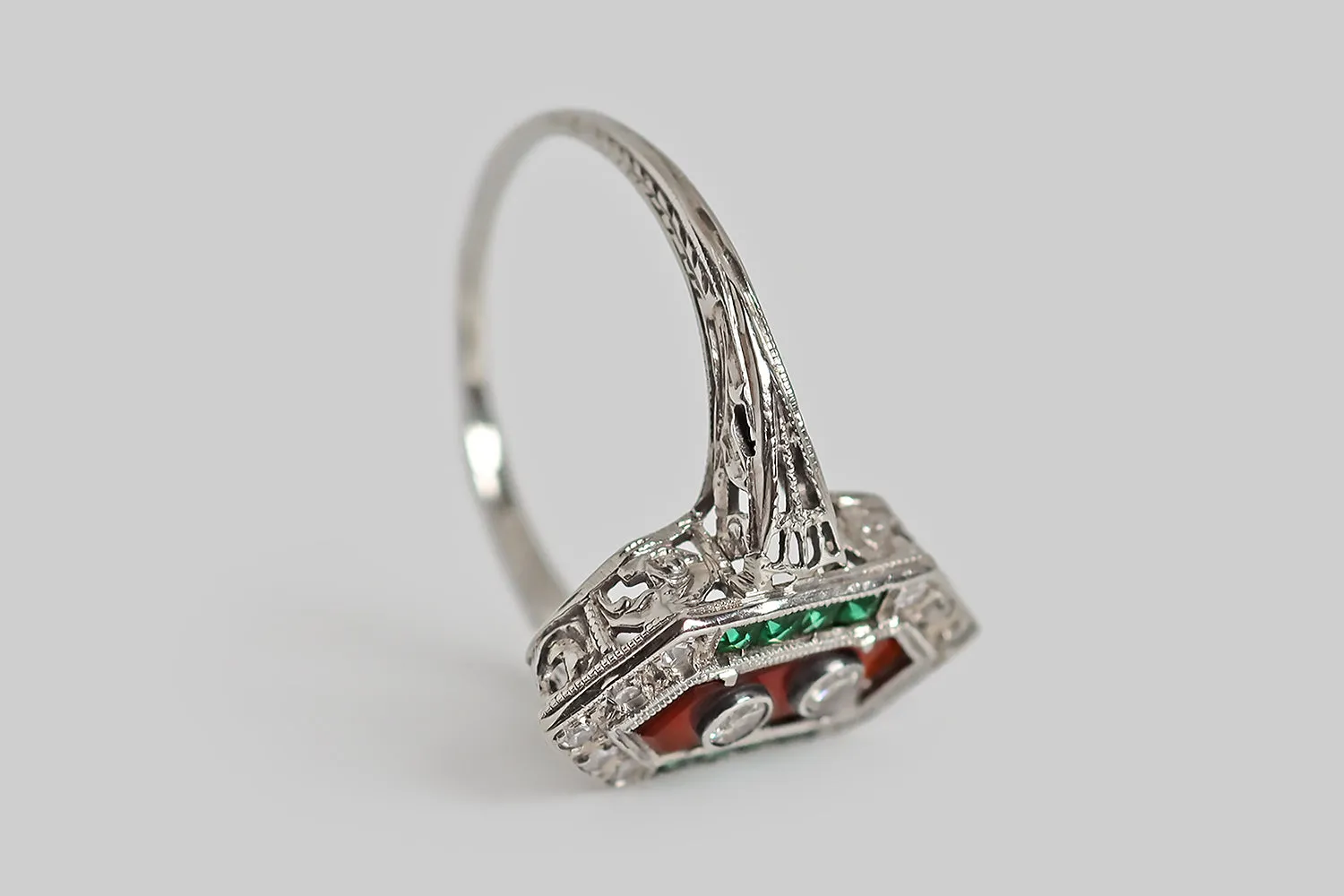 Art Deco Hexagonal Buttoned Up Ring
