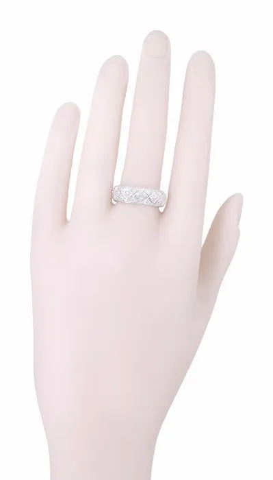 Art Deco Hopewell Vintage Platinum Filigree Diamond Wedding Band - Size 9