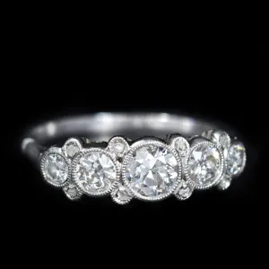 Art Deco Platinum 1.05 CTW Old European Cut and Rose Cut Diamond Ring