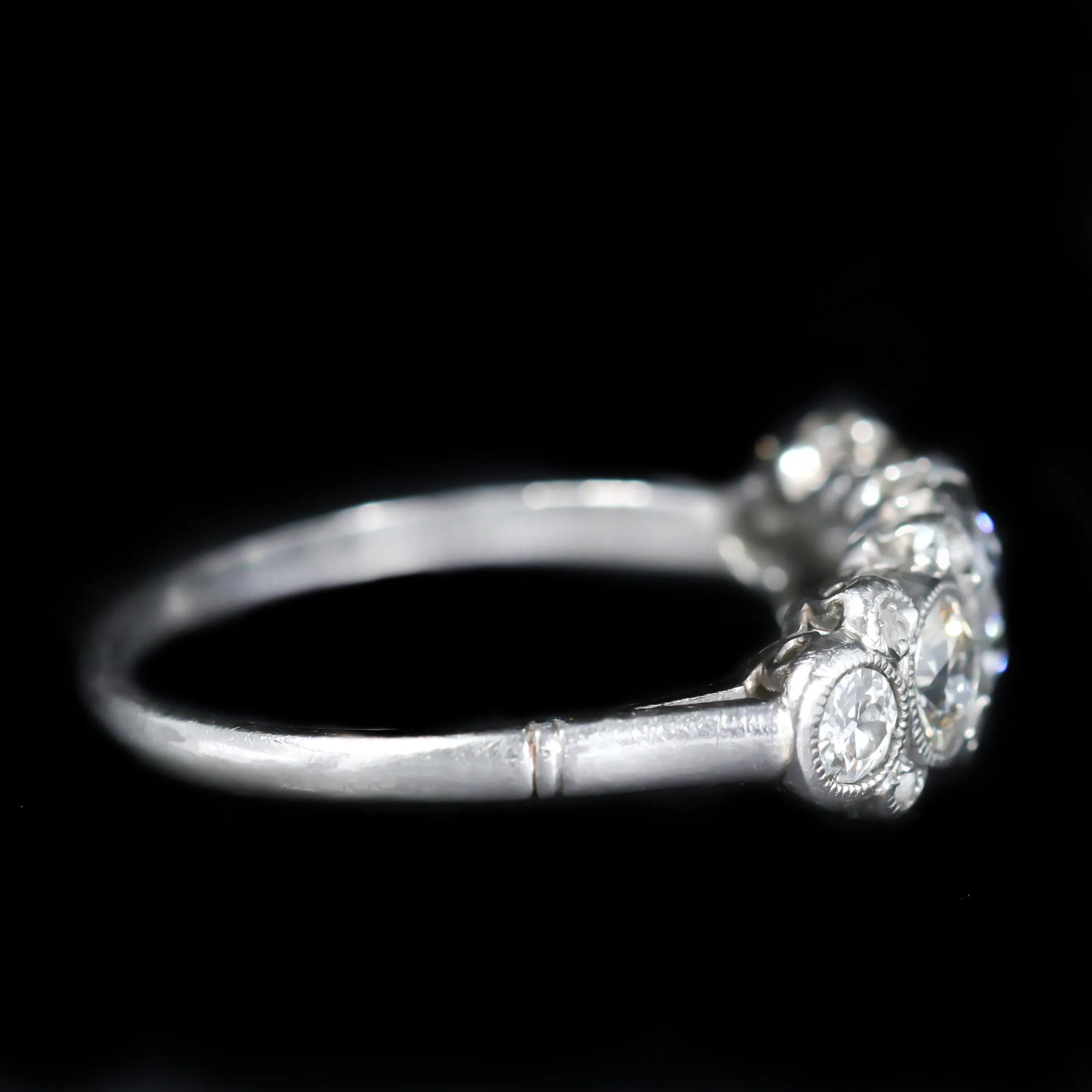 Art Deco Platinum 1.05 CTW Old European Cut and Rose Cut Diamond Ring