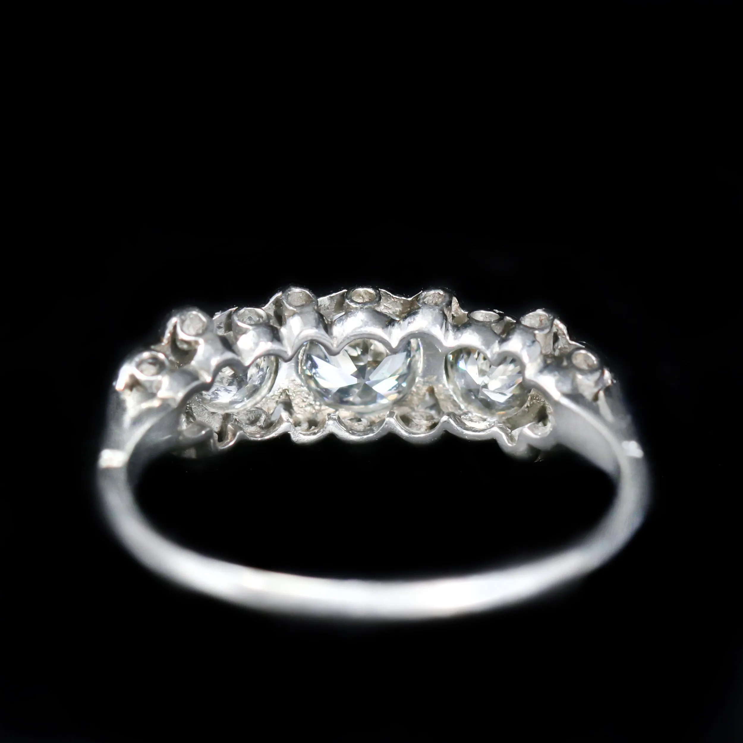 Art Deco Platinum 1.05 CTW Old European Cut and Rose Cut Diamond Ring