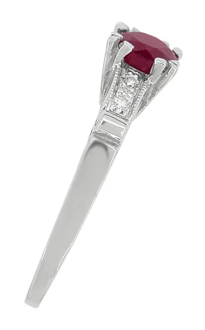 Art Deco Ruby and Diamond Engagement Ring in Platinum