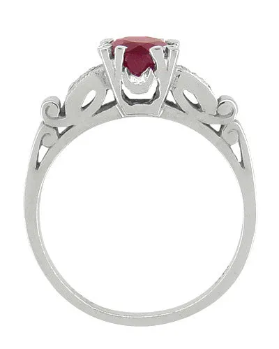 Art Deco Ruby and Diamond Engagement Ring in Platinum