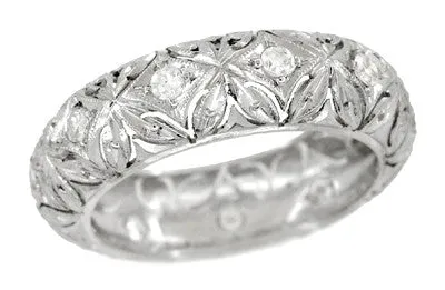 Art Deco Taftville Diamond Vintage Eternity Band in Platinum in Ring Size 5 1/4