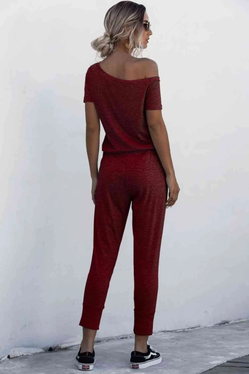 Asymmetrical Neck Tied Jumpsuit with Pockets (4 Colors)