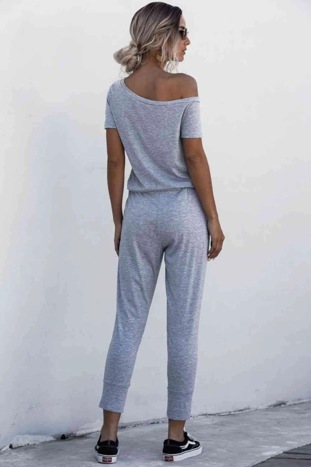 Asymmetrical Neck Tied Jumpsuit with Pockets (4 Colors)