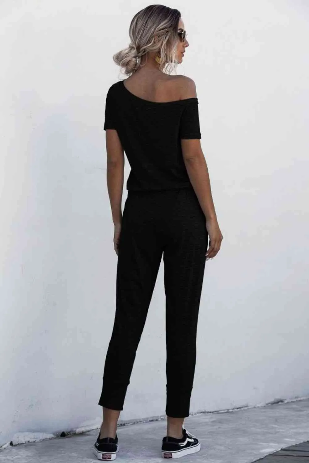 Asymmetrical Neck Tied Jumpsuit with Pockets (4 Colors)