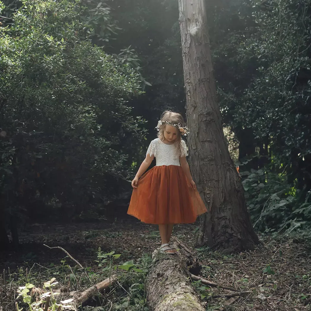 Baby Bohemian Flutter - Tea Dress - Burnt Orange