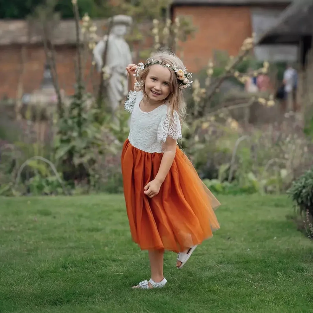 Baby Bohemian Flutter - Tea Dress - Burnt Orange