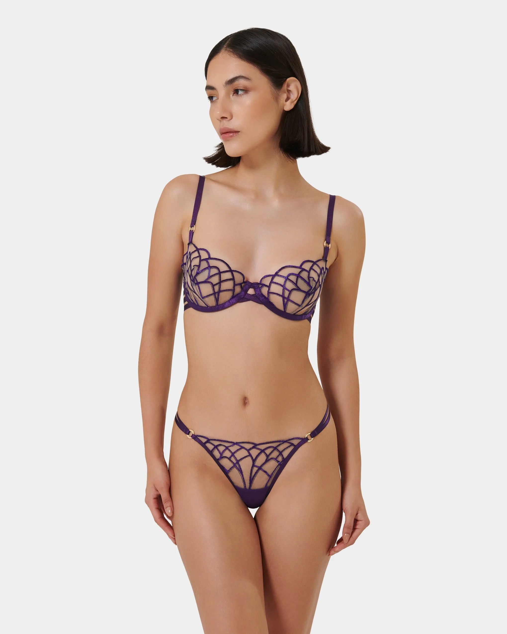 Beatrix Thong Acai Purple/Sheer