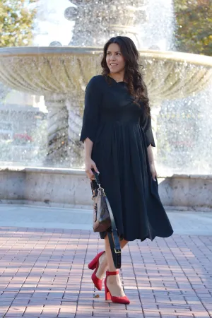 Berlin Black Scalloped Dress