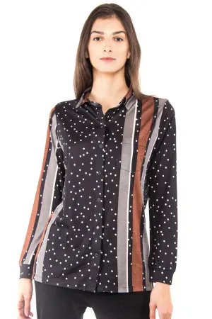 Black Contemporary Collared Silk Sweater