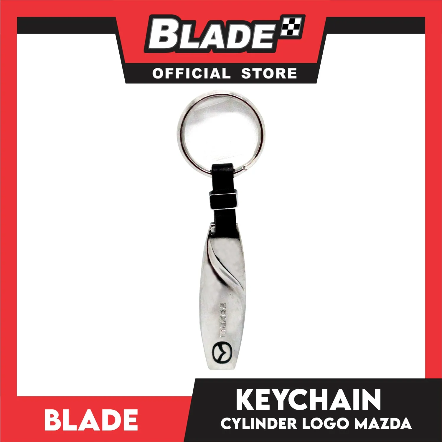 Blade Car Chrome Logo Cylinder Key Ring Key Chain Stainless Steel with Metal Hook (Mazda) Car Logo Key Chain