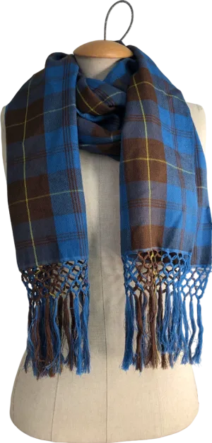 Blue Brown Check Pattern Scarf