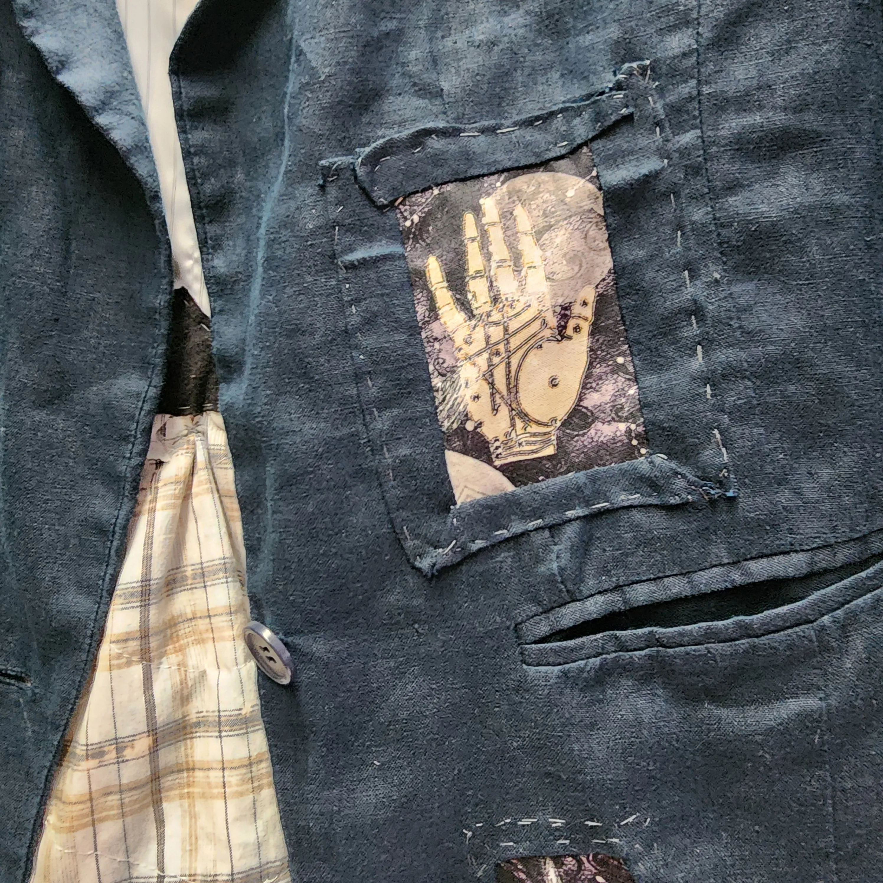 Bluebell Mickey / Designer Jacket Vintage Linen Jacket Up Boho Shabby Chic Jacket Repaired Boro Upcycled Jacket