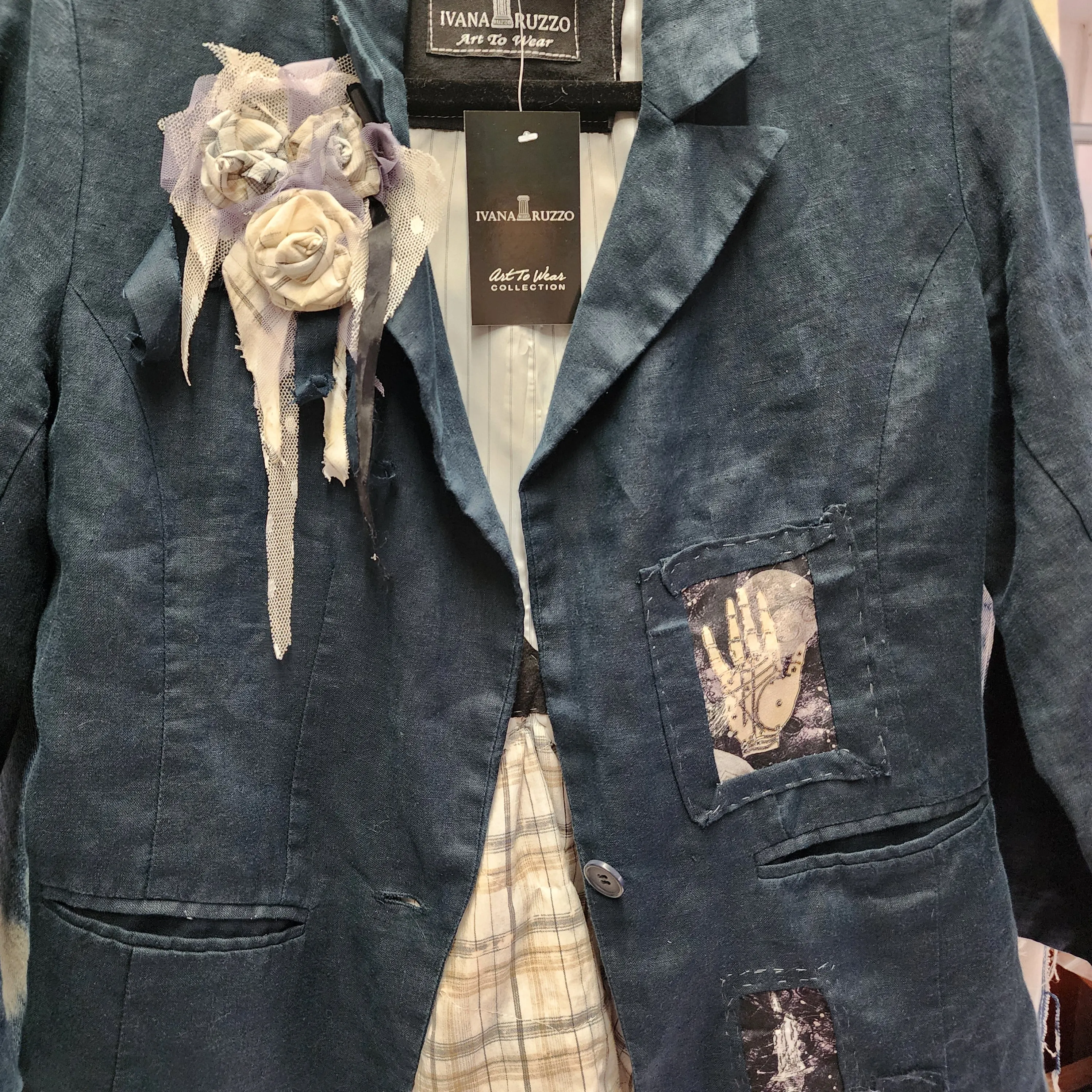 Bluebell Mickey / Designer Jacket Vintage Linen Jacket Up Boho Shabby Chic Jacket Repaired Boro Upcycled Jacket