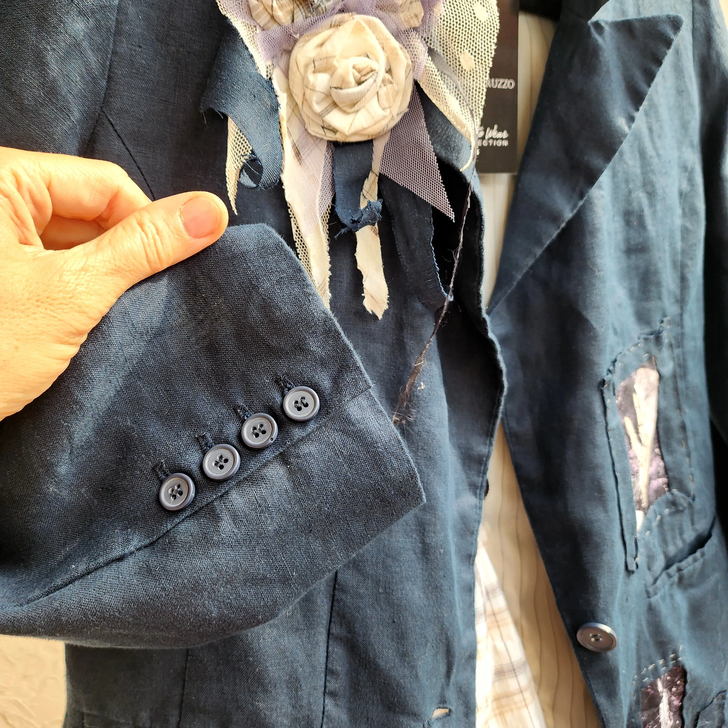 Bluebell Mickey / Designer Jacket Vintage Linen Jacket Up Boho Shabby Chic Jacket Repaired Boro Upcycled Jacket