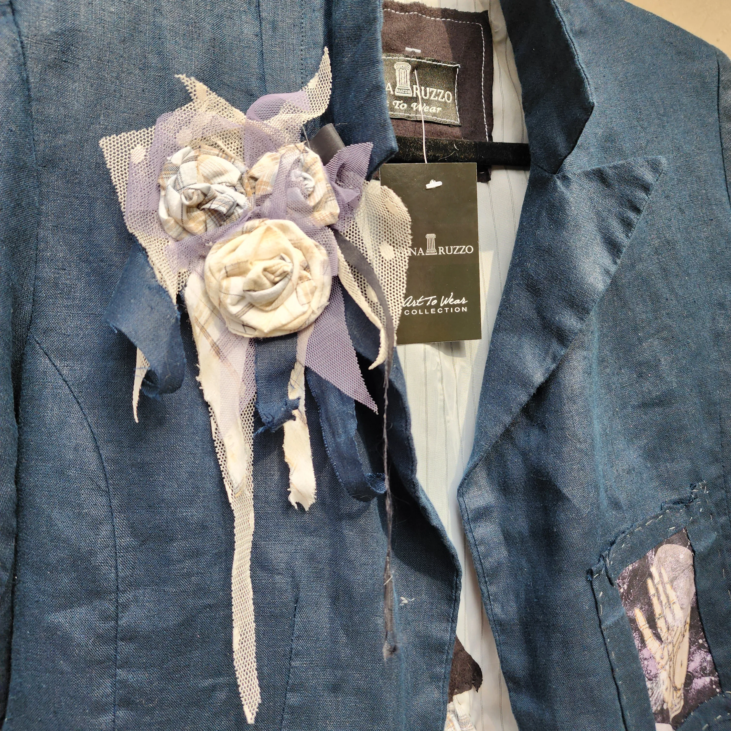 Bluebell Mickey / Designer Jacket Vintage Linen Jacket Up Boho Shabby Chic Jacket Repaired Boro Upcycled Jacket
