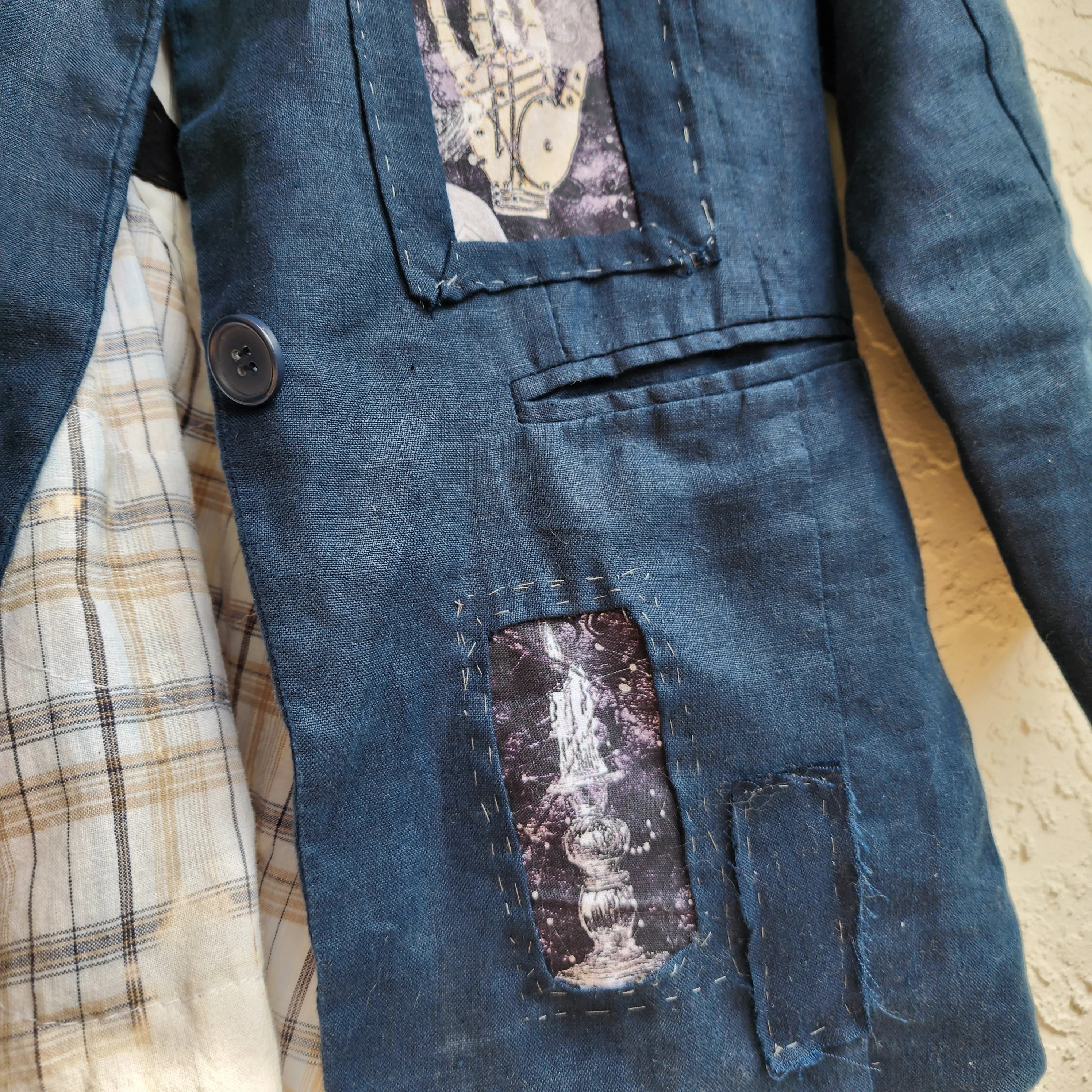 Bluebell Mickey / Designer Jacket Vintage Linen Jacket Up Boho Shabby Chic Jacket Repaired Boro Upcycled Jacket