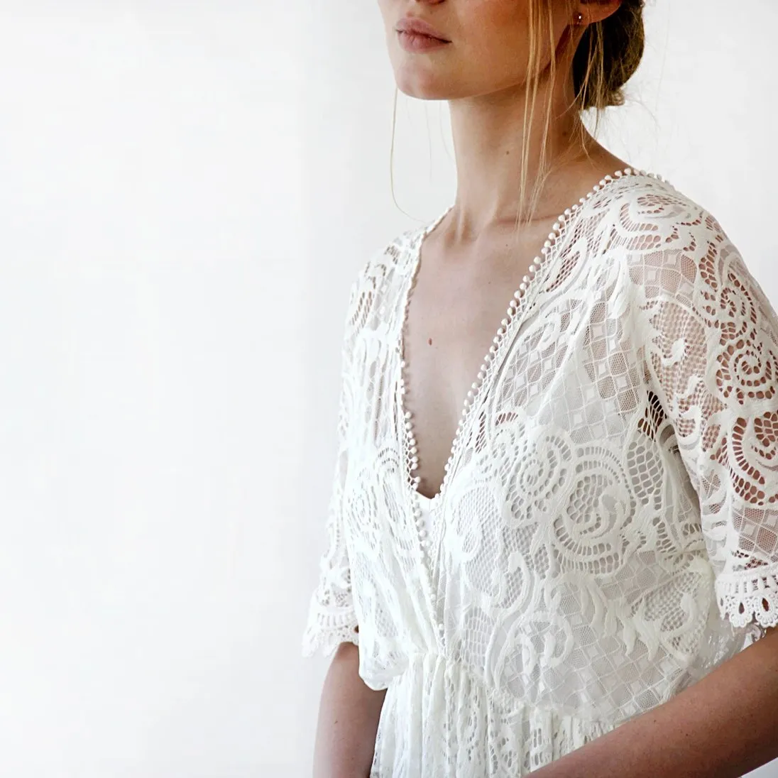 Boho bat sleeves dress #1241