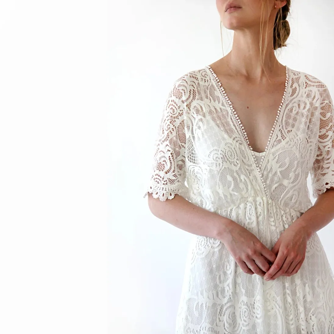 Boho bat sleeves dress #1241
