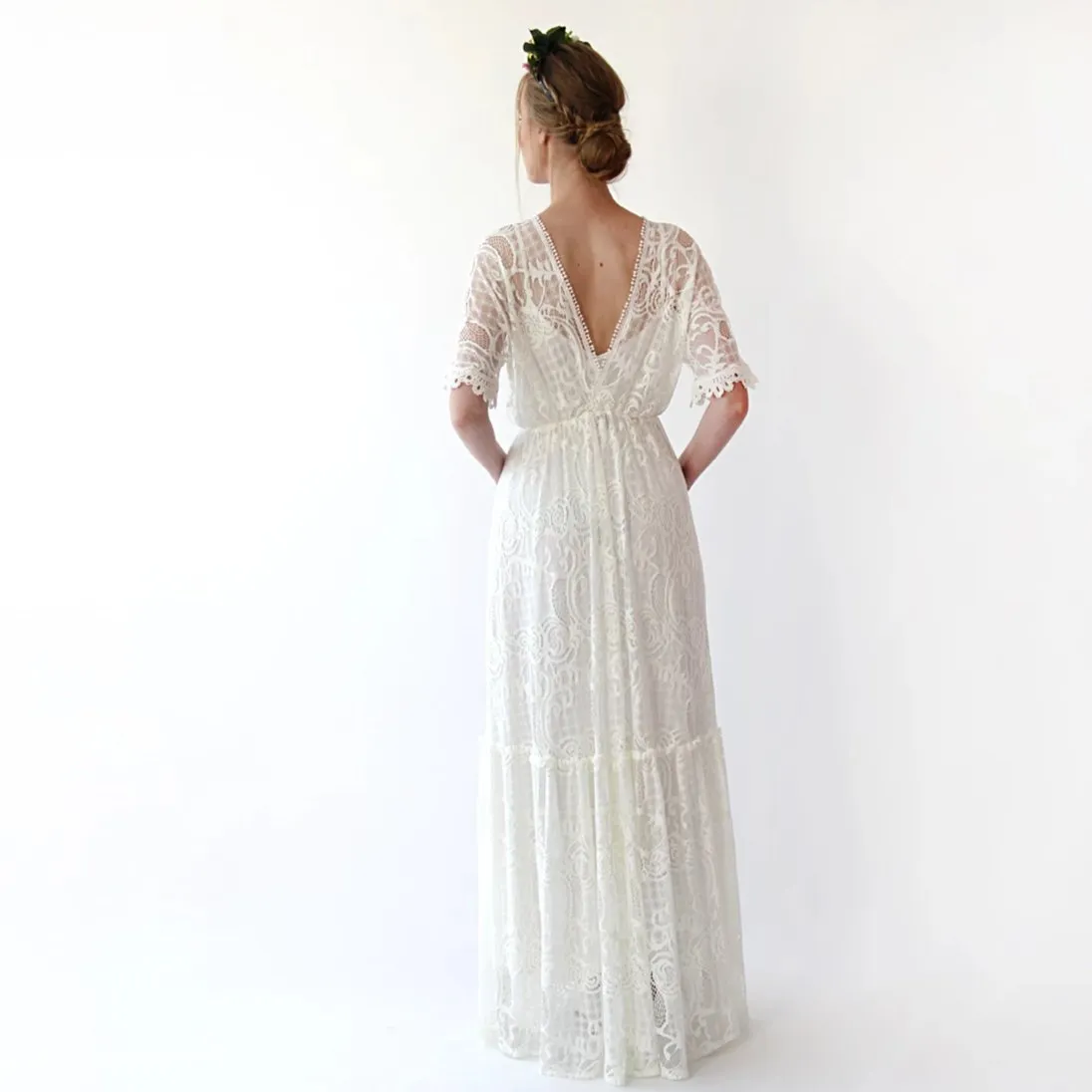 Boho bat sleeves dress #1241