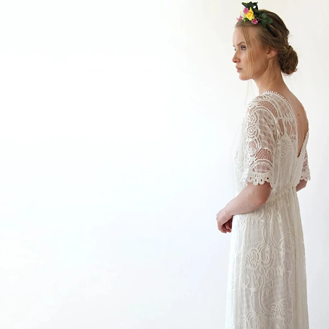 Boho bat sleeves dress #1241