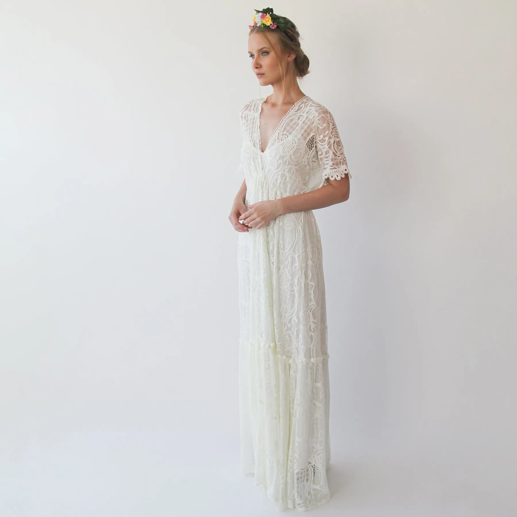 Boho bat sleeves dress #1241