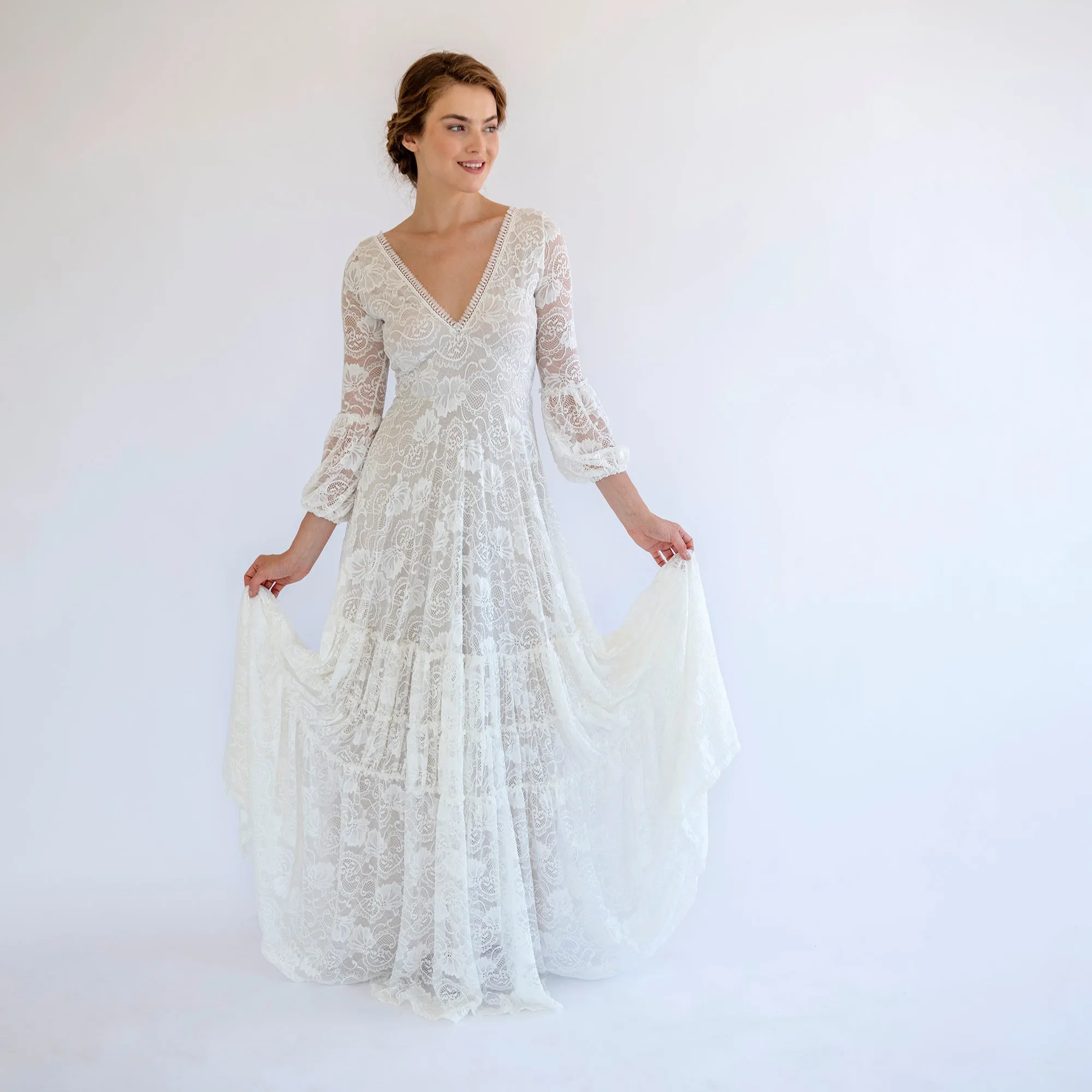 Boho Lace Wedding Dress #1484