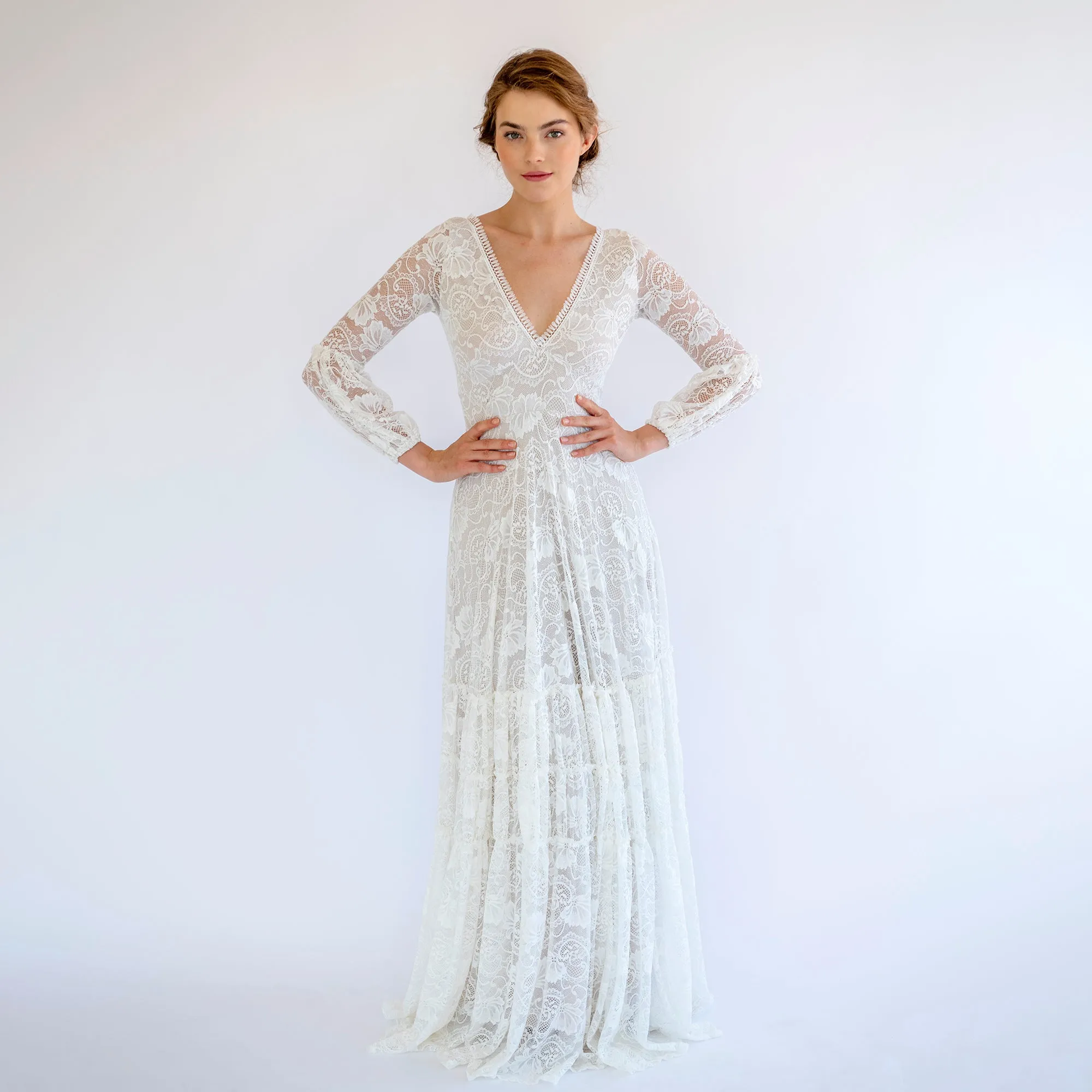 Boho Lace Wedding Dress #1484