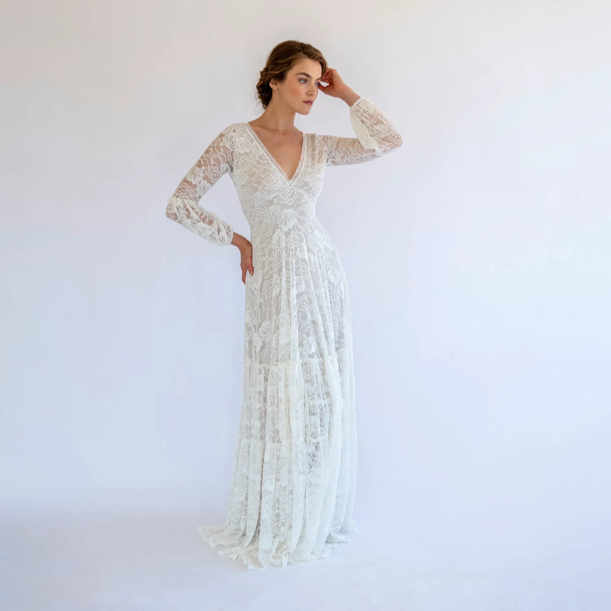 Boho Lace Wedding Dress #1484