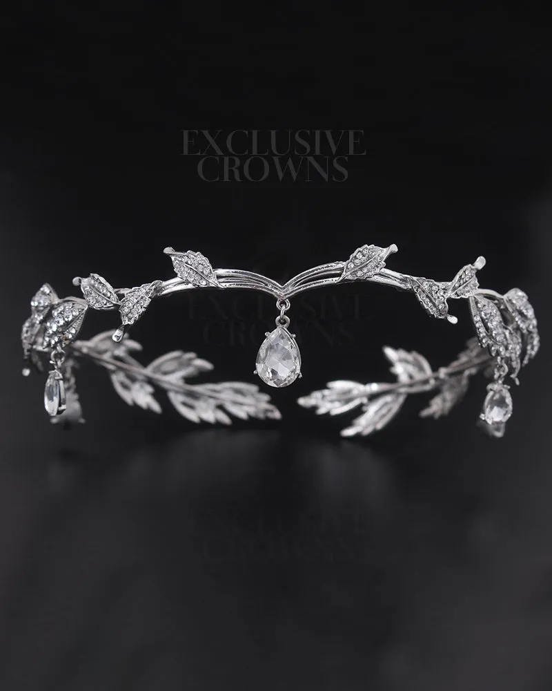 Bridal Tiara Head Chains Stone Silver